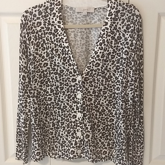 🤎 Lightweight LOFT Animal Print Cardigan🖤 - Picture 1 of 8